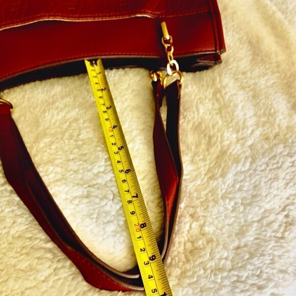 Anne Klein  Bag AK Embossed Satchel/Shoulder/Color Red /POCKETS/Gold Hardware - Picture 12 of 14